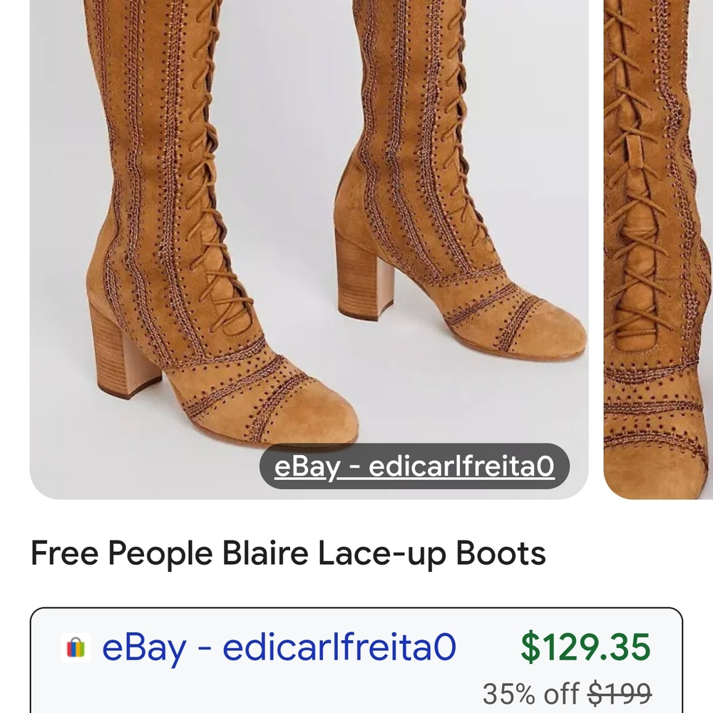 Free People Tan Lace-Up Boots with Stitch Detail
